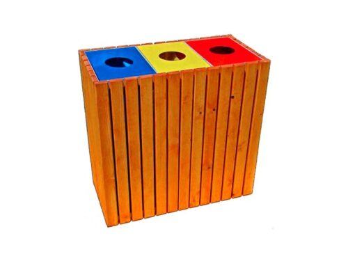 Papelera reciclaje de madera para preselección de residuos Ref.: 1484M 3R