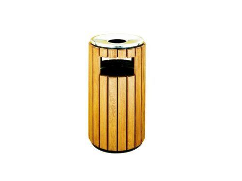 Papelera cenicero forrada de madera