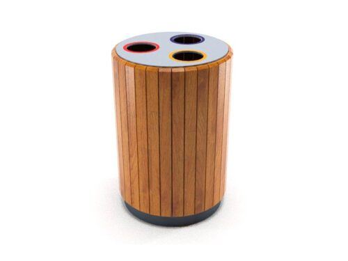 Papelera cilíndrica de madera para preselección, gran capacidad