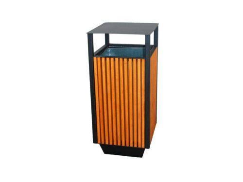Papelera de madera con tapa - gran capacidad