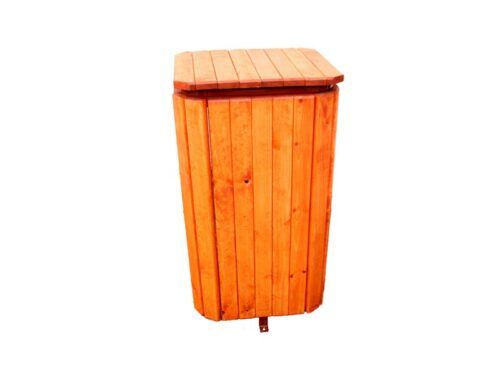 Papelera con tapa de madera