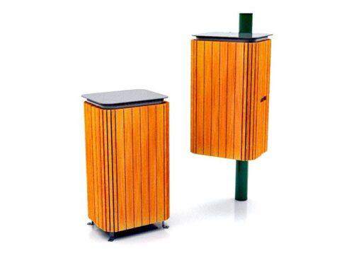 Papelera madera tapa metálica