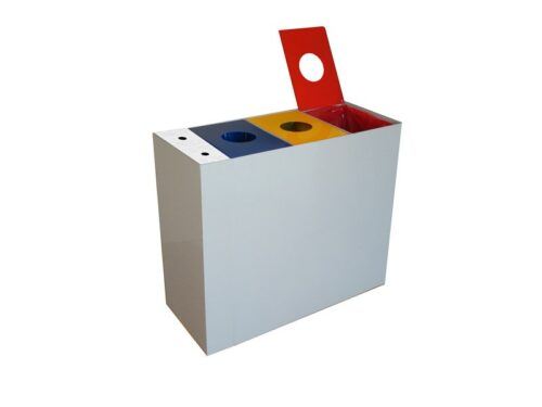 Papelera metálica reciclaje 3 residuos con cenicero 1484 3RC